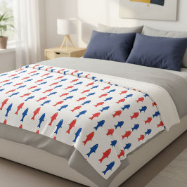 Blanket with red and blue fish, nautical design sherpadecke