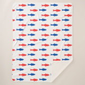 Blanket with red and blue fish, nautical design sherpadecke (Vorderseite)