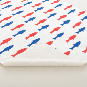 Blanket with red and blue fish, nautical design sherpadecke (3/4)