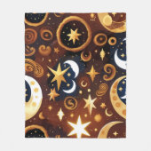 Blankets – Golden Ochre Celestial Moon Pattern Fleecedecke (Vorderseite)