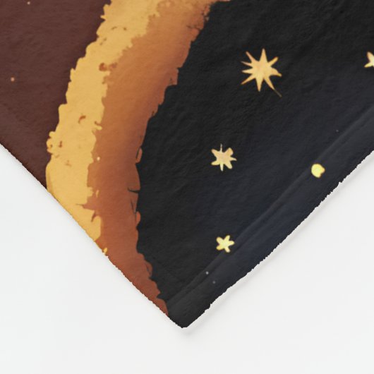 Blankets – Golden Ochre Celestial Moon Pattern Fleecedecke (Ecke)