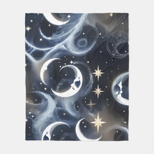 Blankets – Platinum Silver Celestial Moon Luxury Fleecedecke (Vorderseite)
