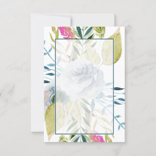 Blanko-Budget Blaue Wasserfarbe Blumenhochzeit Einladung