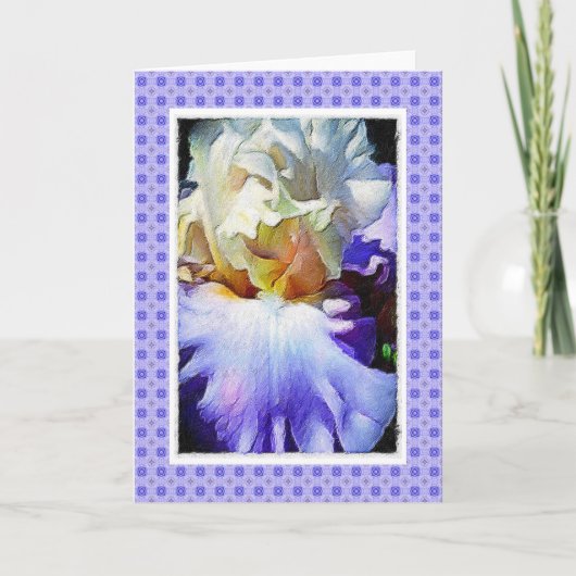 Blankokarte Blau und Creme Iris Karte (Vorderseite)