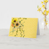 Blankokarte Sonnenblumenstrauch auf Gingham Karte (Gelbe Blume)