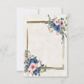 Blankrosa und blaue Blumen mit goldfarbenem Rahmen Einladung (Vorderseite)