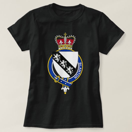 Blanton Coat of Arms Familienwappen T-Shirt (Design vorne)