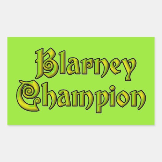 Blarney Champion grüne Rechteck Aufkleber (Vorderseite)