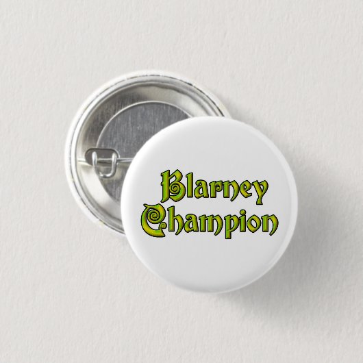 Blarney Champion weißer kleiner Knopf Button (Vorne & Hinten)