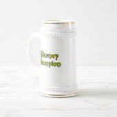 Blarney Champion white stein w gold trimmung Bierglas (Vorderseite Links)