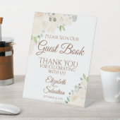 Blas Peach Floral Bitte unterzeichnen Sie unser Gä Sockelschild (In SItu)