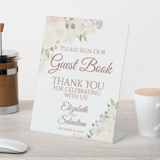 Blas Peach Floral Bitte unterzeichnen Sie unser Gä Sockelschild (In SItu)