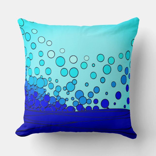 Bläschen aus blauem Wasser Kissen (Vorderseite)