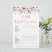 Bläschen | Bridal Word Scramble Game Card (Stehend Vorderseite)
