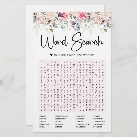 Bläschen | Bridal Word Search Game Card (Vorne/Hinten)