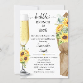 Bläschen Brunch & Blooms Sonnenblumen Brautparty Einladung