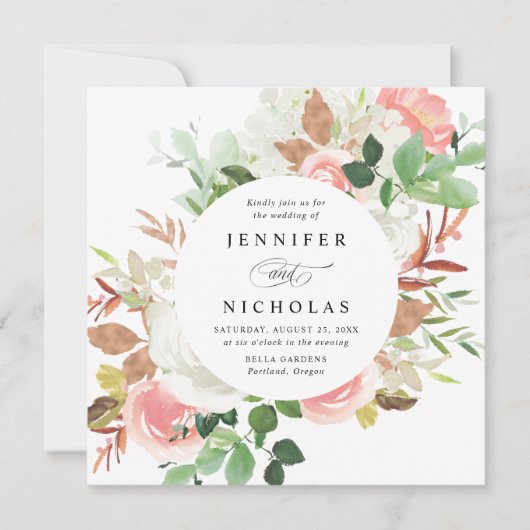 Bläschen | Circle Frame Wedding Einladung (Vorderseite)