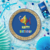 Bläschen der Fische zum Geburtstag, Papier Teller (Party)