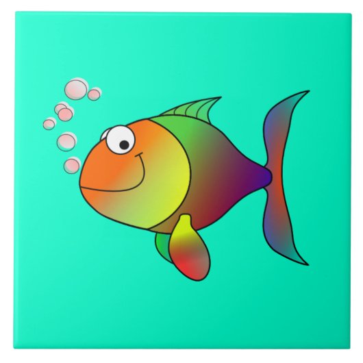 Bläschen die Fische, niedlich und farbenfroh Fliese (Vorderseite)