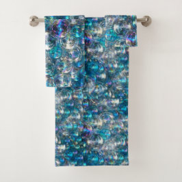 Bläschen Kleine Blasen Badetuch Set Blue Aqua