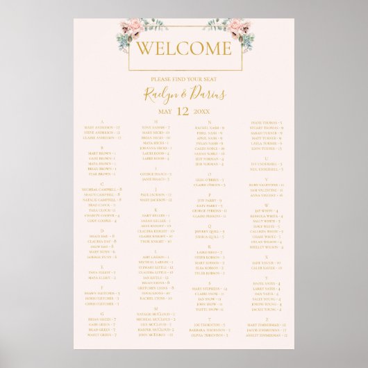 Bläschen | Pastel Alphabetic Seekarte Poster (Vorne)