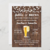 Bläschen und Brauen bevor ich rustikale Hochzeit m Einladung (Vorderseite)