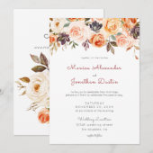 Bläschen und Pfirsichblumen Rustikale Hochzeit Einladung (Vorne/Hinten)