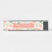 Bläschen und Pfirsichblüten | Personalisiert Schreibtischnamensplakette (Vorderseite )