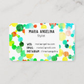 Bläschen und Punkte Gelb Blau Visitenkarte (Rückseite)