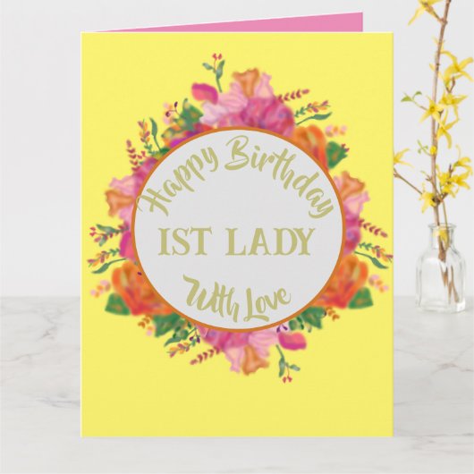 Bläschenkreis Banner 1. Lady Geburtstag Karte (Gelbe Blume)