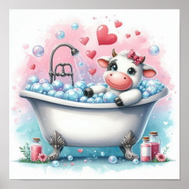 Blase Bath Cow Poster