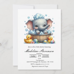 Blase Bath Elephant Kinderdusche Einladung