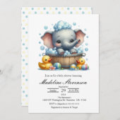 Blase Bath Elephant Kinderdusche Einladung (Vorne/Hinten)