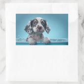 Blase Bath Tub Pup Rechteckiger Aufkleber (Tasche)
