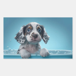 Blase Bath Tub Pup Rechteckiger Aufkleber