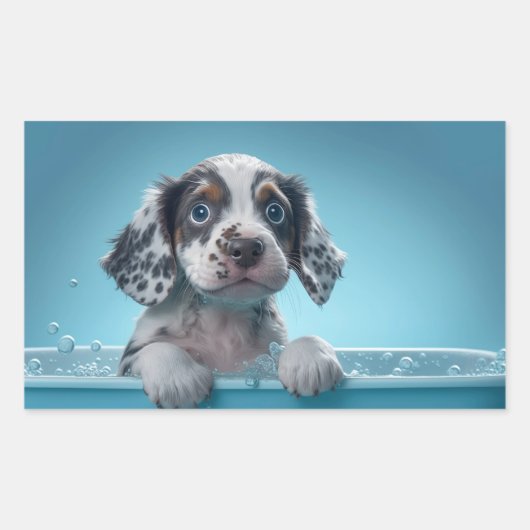 Blase Bath Tub Pup Rechteckiger Aufkleber (Vorderseite)