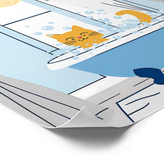 Blase Bathtime für Kitty Poster (Ecke)