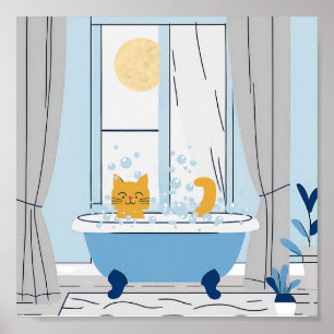 Blase Bathtime für Kitty Poster