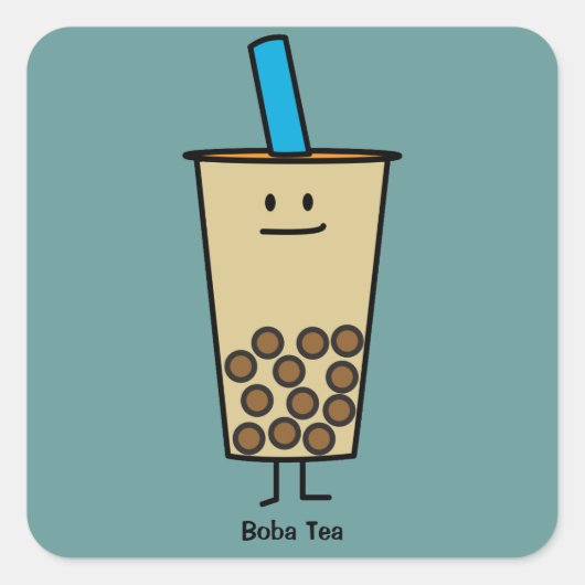 Blase Boba Perlen-Milch-Tee-Tapiokabälle Quadratischer Aufkleber (Vorderseite)
