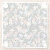 Blase Campion Glocken: Aquarellfarbene Blüten Glasuntersetzer (Rückseite)