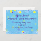 Blase Dot Birthday Invite Einladungspostkarte (Vorne/Hinten)