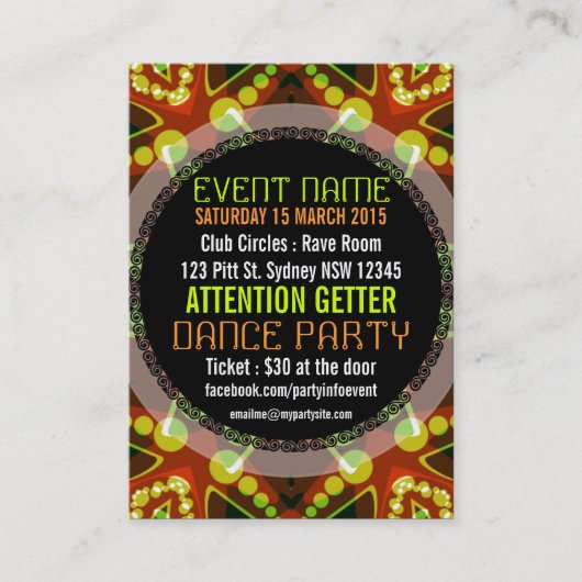 Blase Dots EVENT PARTY Mini-Flyer Visitenkarte (Vorderseite)