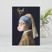 Blase Gum Diva mit Perlenohrring Dankeskarte (Stehend Vorderseite)