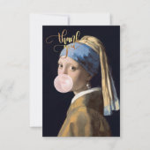 Blase Gum Diva mit Perlenohrring Dankeskarte (Vorderseite)