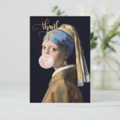 Blase Gum Diva mit Perlenohrring Dankeskarte (Stehend Vorderseite)
