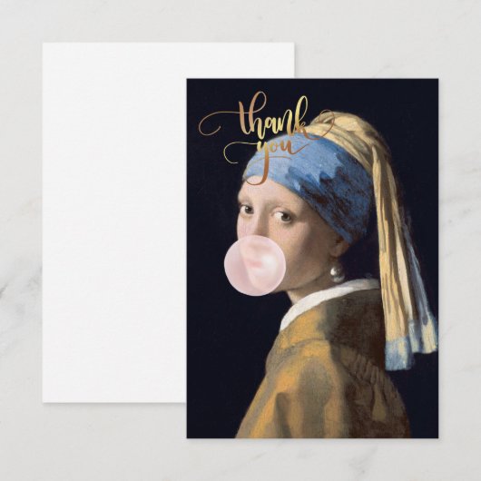 Blase Gum Diva mit Perlenohrring Dankeskarte (Vorne/Hinten)