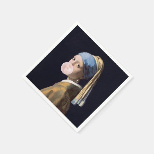 Blase Gum Diva mit Perlenohrring Serviette (Ecke)