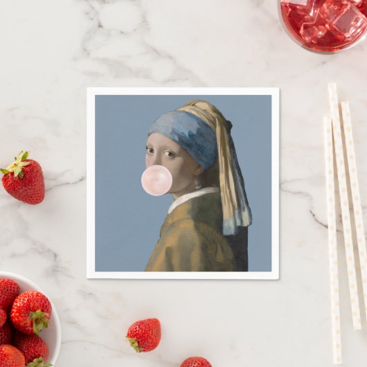 Blase Gum Diva mit Perlenohrring Serviette (Beispiel)