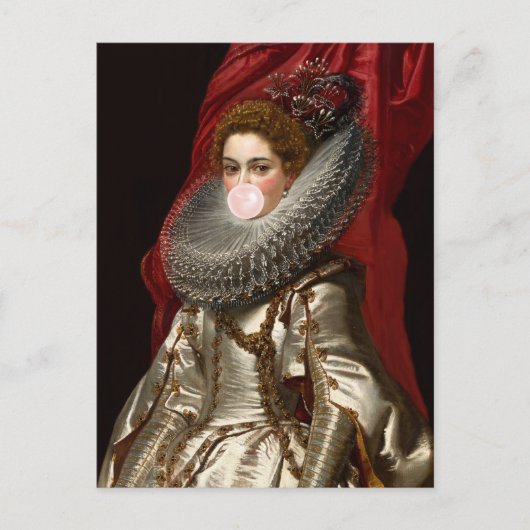 Blase Gum Diva mit Spitzen Ruff Postkarte (Vorderseite)