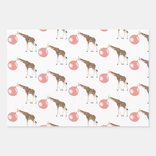 Blase Gum Giraffe Blasen Blase Geschenkpapier Set (Vorderseite 2)